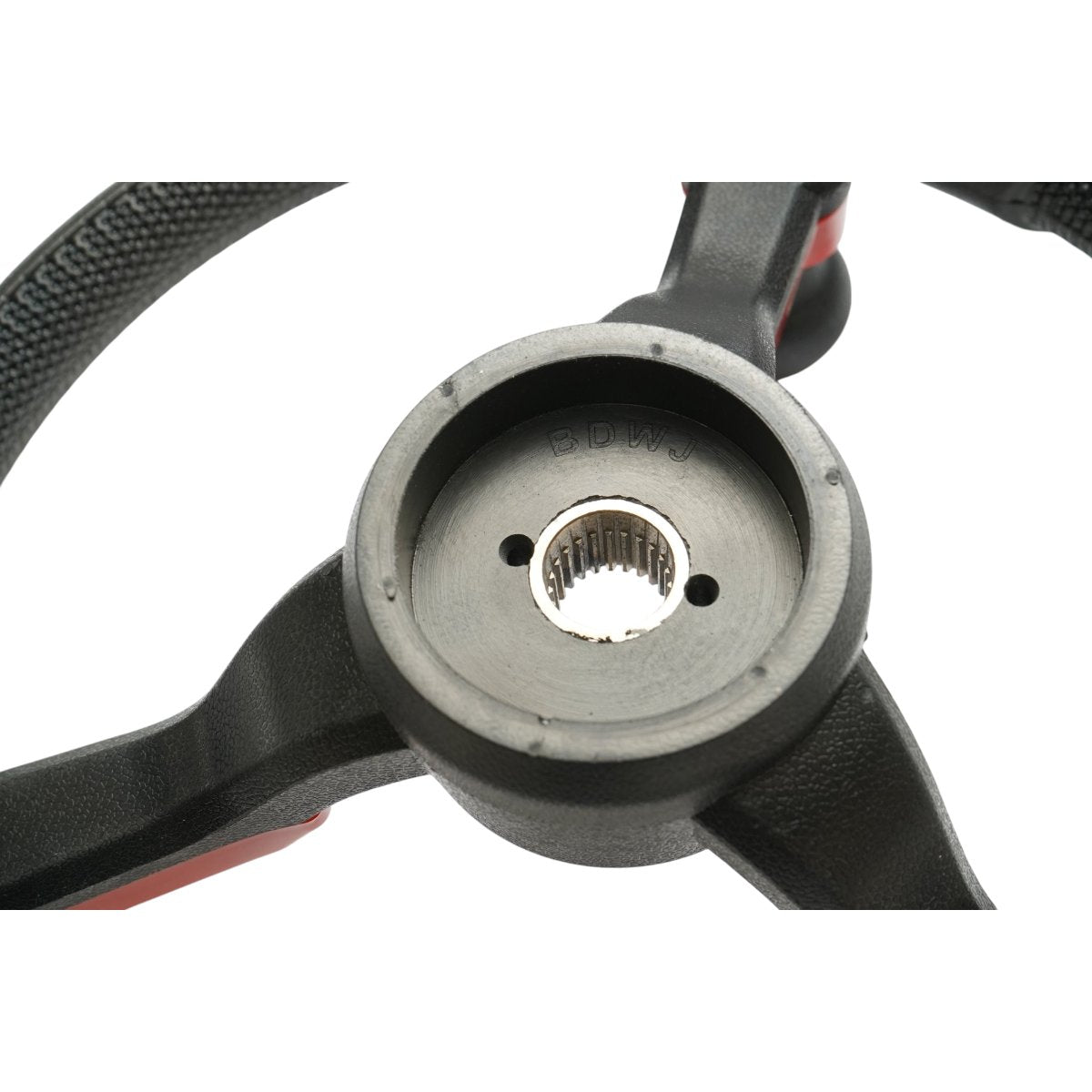 Breckner Germany univerzális traktor kormány 390mm, 25mm rögzítés Z=24, 360 fokos forgó fogantyú, piros-fekete