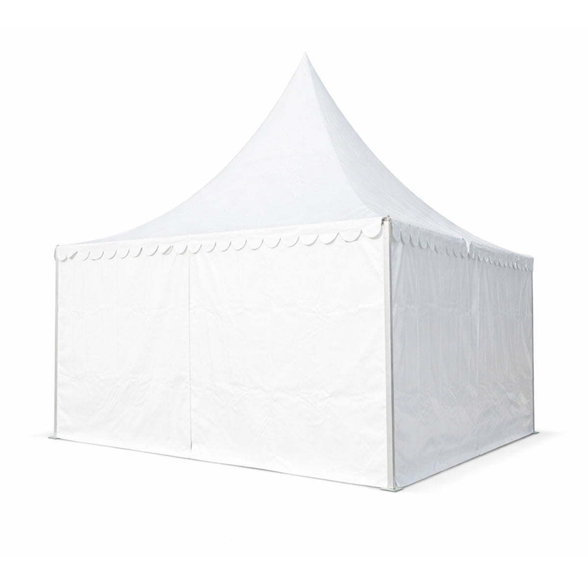 Pagoda típusú rendezvénysátor 6x6m, fehér UV-álló vízhatlan, PVC 950g/m2 tetőzet, alumínium keret 64x64x3mm