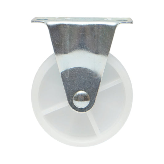 Rögzített kerék 73x25mm fék nélkül, fehér polipropilén, acél lemez 70x44mm 45kg