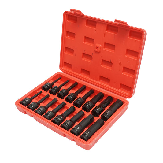 Ütvecsavaros dugókulcs-készlet H5-H21, hosszú hatszögletű dugókulcsok, négyzet alakú 1/2 hüvelyk Cr-Mo 16 db