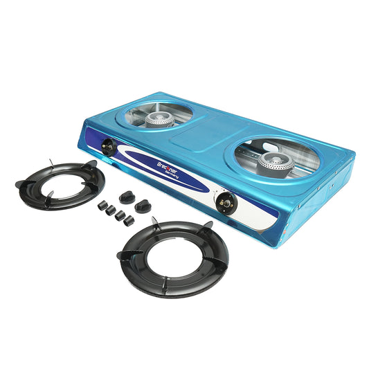 tűzhely, 2 égős öntöttvas 2.5KW 2.5KW rozsdamentes acél tűzhely, automata gyújtás 715x380x94mm Breckner Germany