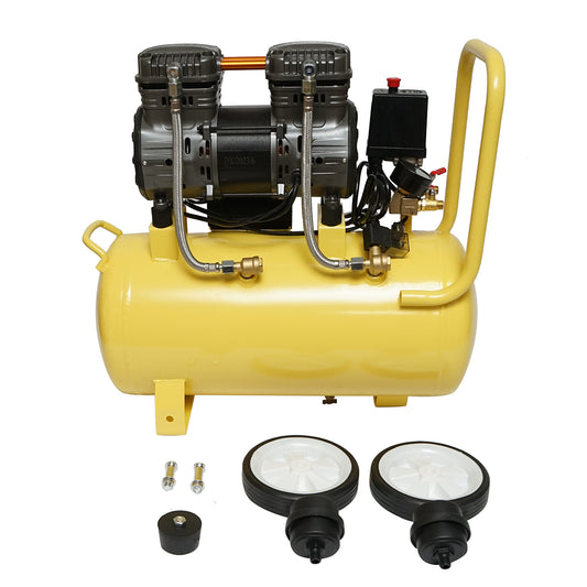 Légkompresszor 30L olajmentes csendes, motorteljesítmény 1.5KW/2CP maximális nyomás 8 bar, szívólevegő térfogat 130 L/min Crownman