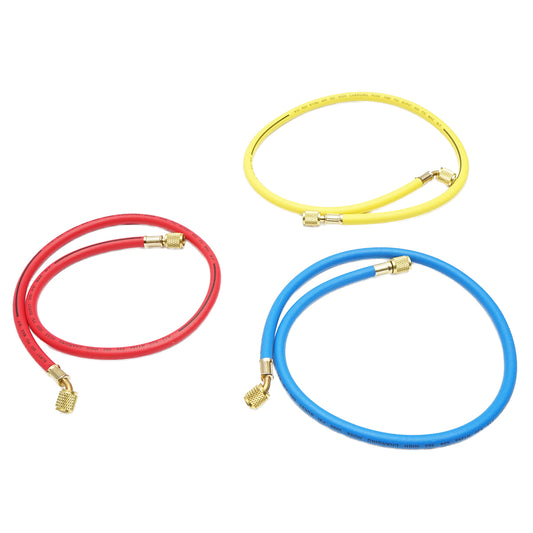 Tömlőkészlet 90 cm 3 színű tömlő készlet freon töltéshez R12, R22, R134a, 404, 502, 404, 502