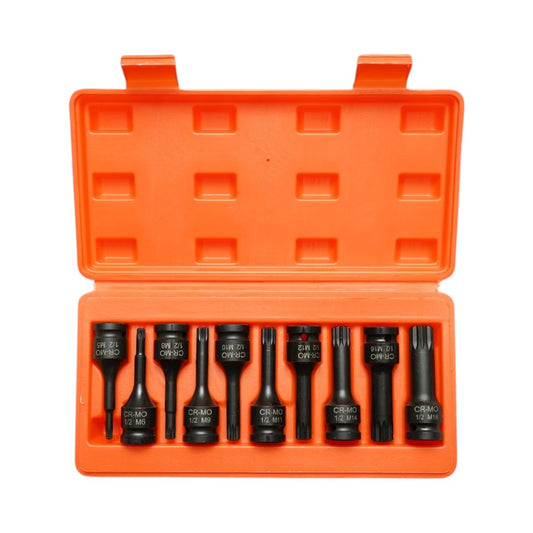 Breckner Germany spline XZN M5-M18 csőkulcs készlet, 1/2 inch négyzet Cr-Mo 10 darab