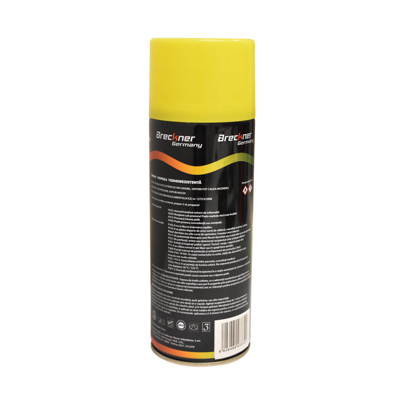 Akril spray festék, 400 fokig hőálló sárga 450ml Breckner Germany