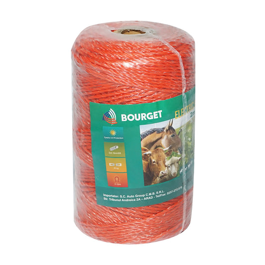 Narancssárga drót orsó fi 2mm 3x0.16mm SS, 250m elektromos kerítés, ellenállás 11 Ohm Bourget