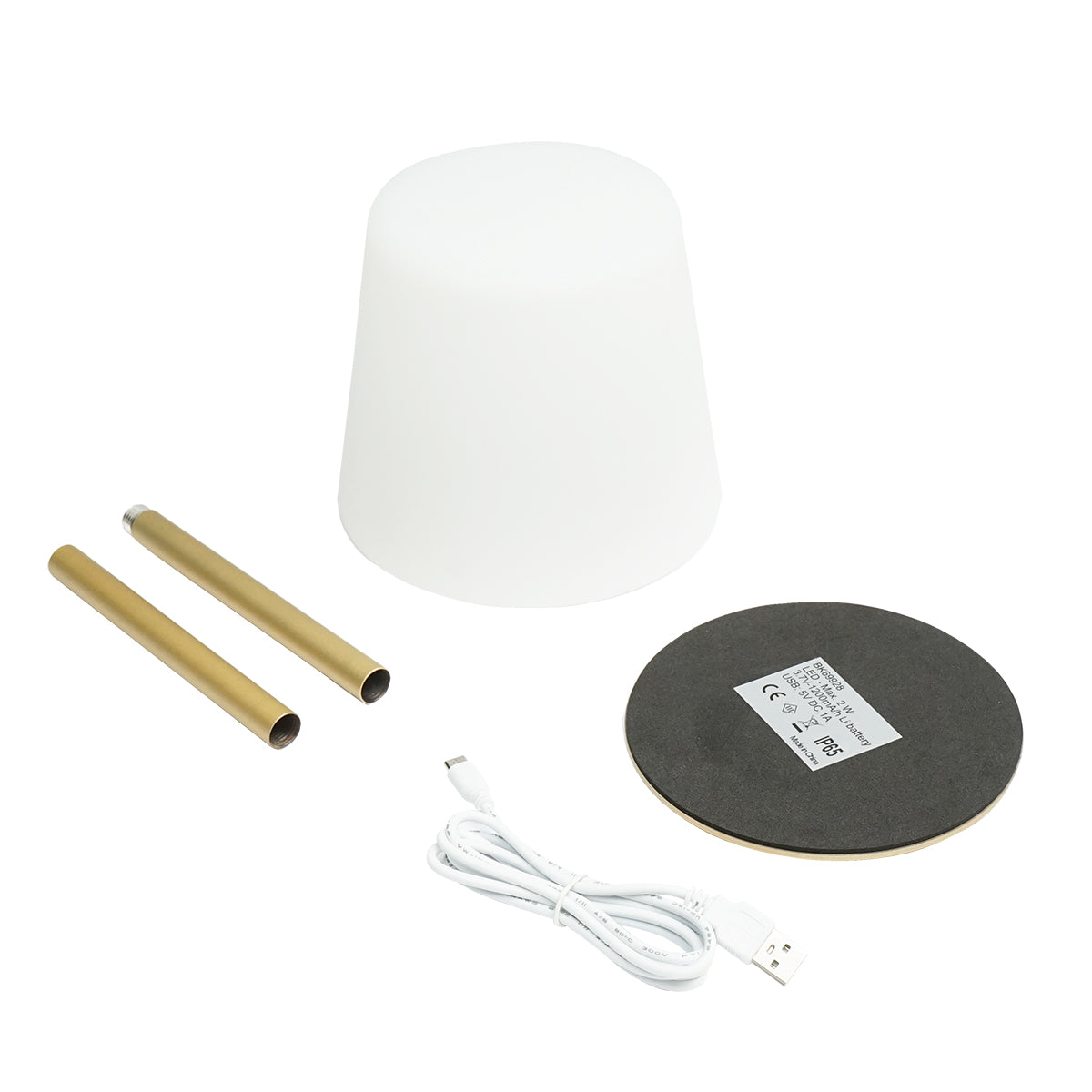 LED kültéri asztali lámpa 2W arany 2W, 3.7V/1200mAh akkumulátor, USB újratölthető 5V/1A Breckner Germany