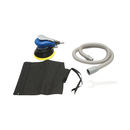 Pneumatikus orbitális csiszológép 125mm szívórendszerrel, fordulatszám 10000 rpm, körpálya 2.5mm, max. nyomás 8 bar