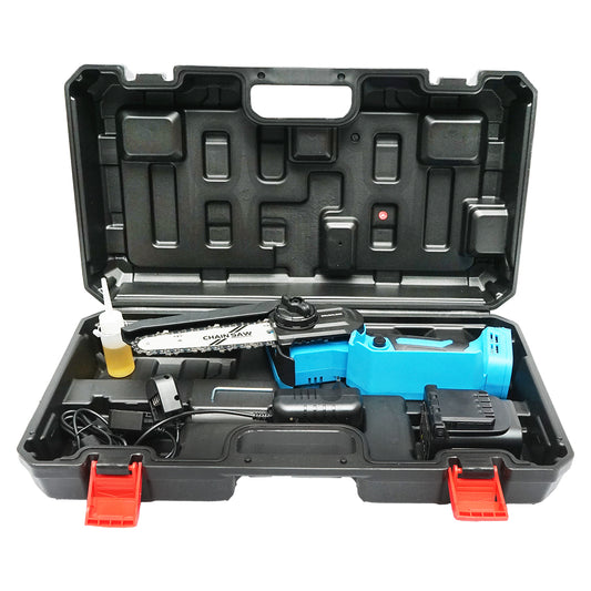 Mini elektromos fűrész 500W Li-ion 21V akkumulátorral, vágási átmérő 180mm