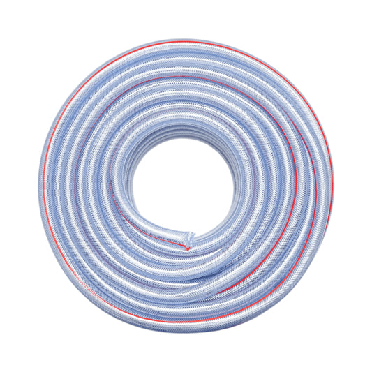 Átlátszó PVC kerti tömlő, slag, 3/4 inch (19mm), PN6 bar, 19x25mm fonott textilbetéttel 50m/tekercs INTENZÍV HASZNÁLAT