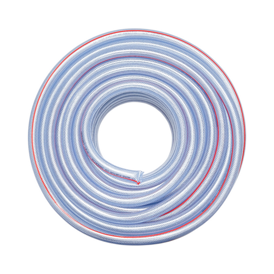 Átlátszó PVC kerti tömlő 3/4 inch (19mm), PN6 bar, 19x25mm fonott textilbetéttel 50m/tekercs INTENZÍV HASZNÁLAT