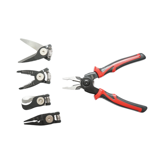 5 az 1-ben multifunkciós készlet ollóval, patent fogóval, vágás, krimpelés, kábelcsíkozás