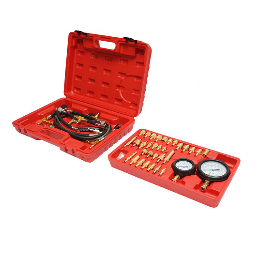 Benzinbefecskendező rendszer nyomásmérő készlet 2 műszerrel, univerzális adapterekkel Breckner Germany