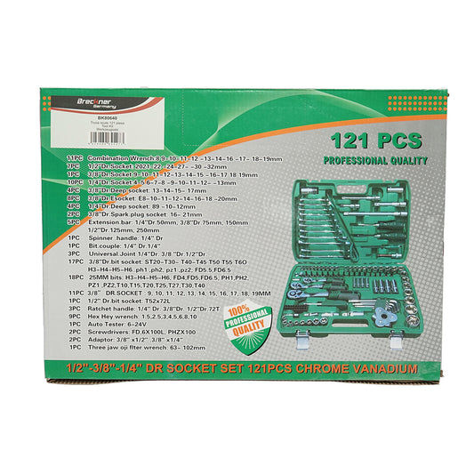 Hatszögkulcsos, fix, torx, racsnis dugókulcs készlet 121 db Breckner Germany