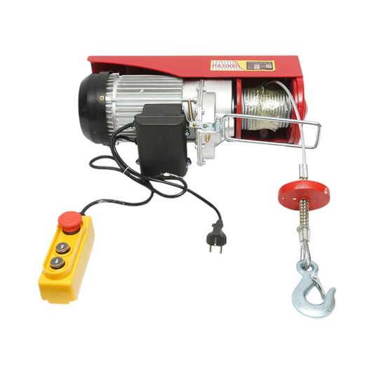 Elektromos emelő 220V/50Hz 2200W, max terhelés 500/1000Kg, emelési sebesség 4-8m/min, emelési magasság 6-12m IP40