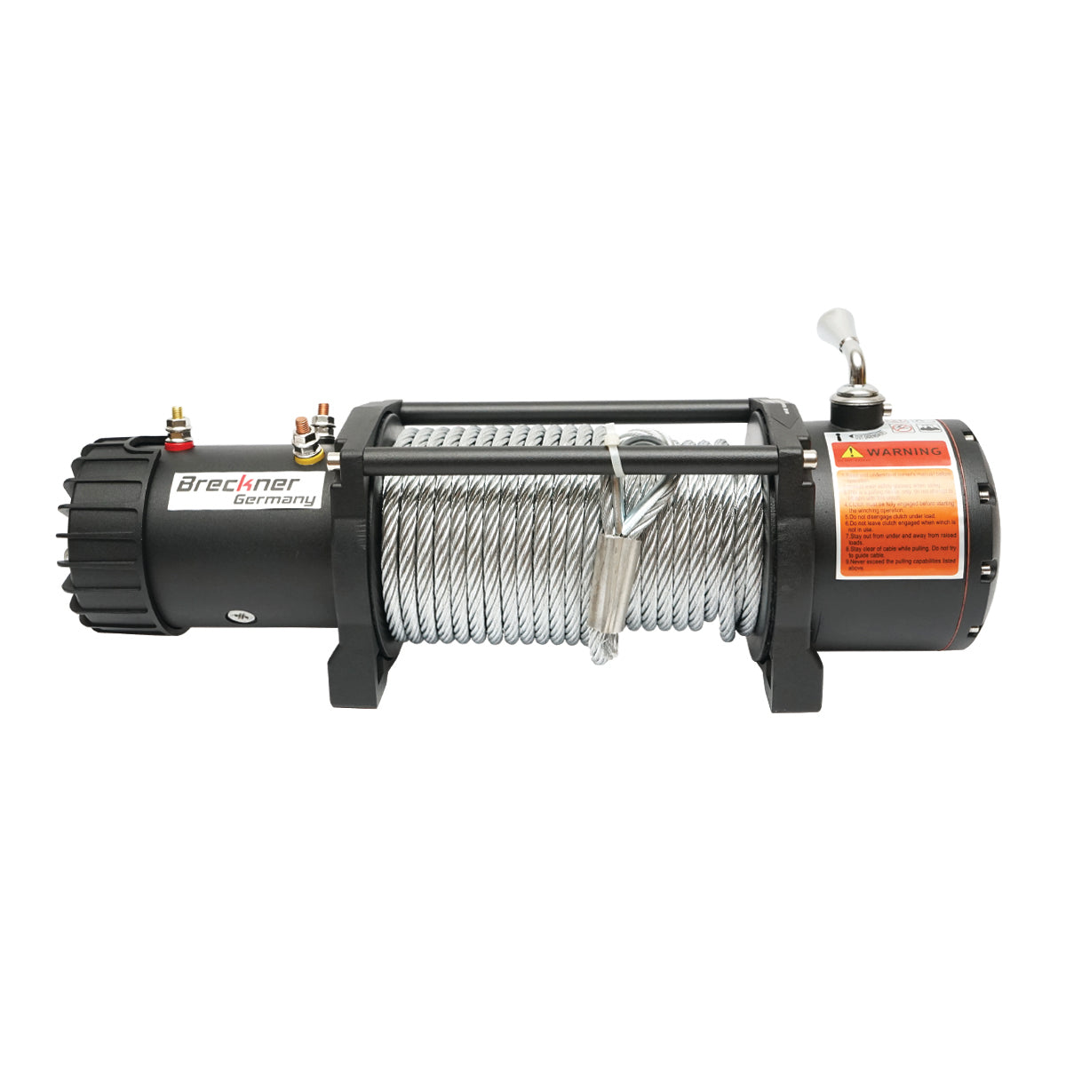 Elektromos csörlő távirányítóval 12V, 5 LE, 4.3T (9500lbs) acél kábel 9x24m mágnesszelep 400A Breckner Germany