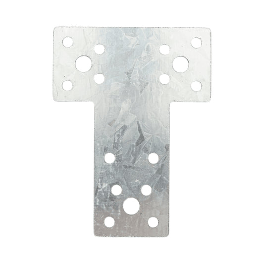 T típusú csatlakozóelem 80x68x38mm, vastagság 2,5mm, horganyzott acélból