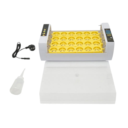 Automatikus keltető 24 tojás 60W, 220V, automatikus forgatással, hőmérséklet-szabályozással, páratartalom-szabályozással, digitális kijelzővel, LED megvilágítású tálcával.