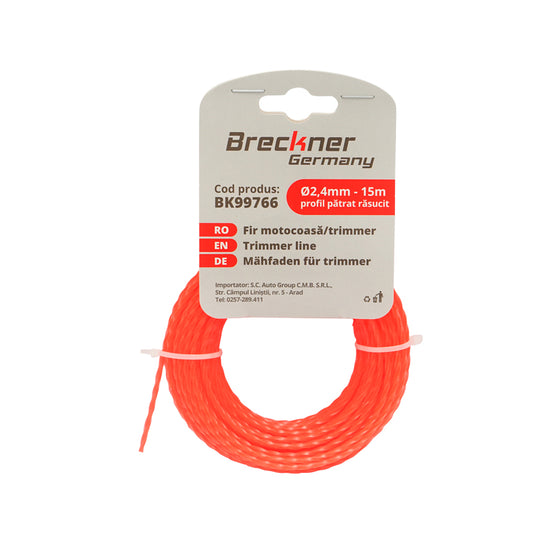 Fűkasza damil, sodrott, négyszögletes 2.4mmx15m Breckner Germany