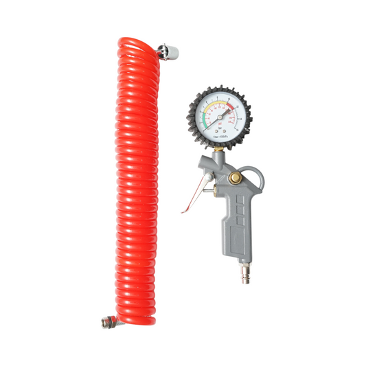 Kerékfeltöltő 5 m spirálcsővel és mechanikus nyomásmérővel 0-16 bar