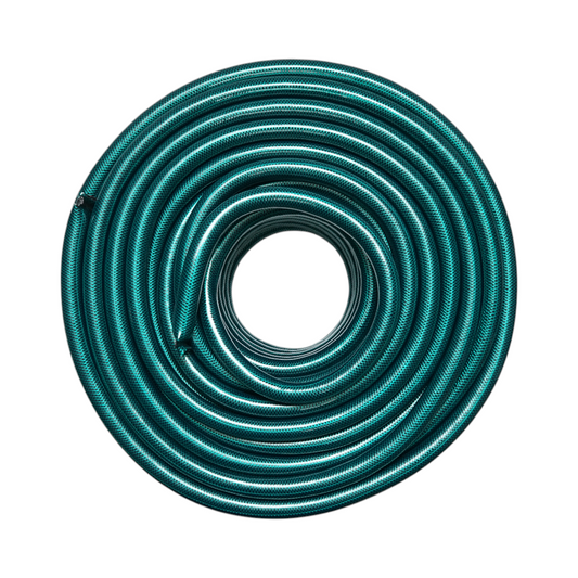 Zöld PVC kerti tömlő 3/4 hüvelyk (19mm), PN4 rúd fonott textilbetéttel 50m/tekercs