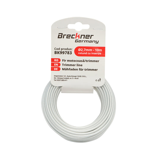 Fűkasza damil, kerek, fém betéttel 2.7mmx10m Breckner Germany