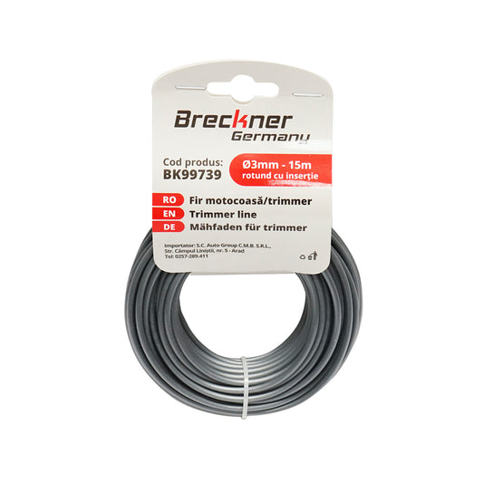 Fűkasza damil, kerek, fémbetéttel 3mmx15m Breckner Germany