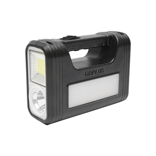 Hordozható LED világító készlet 3 izzóval / reflektorral, napelemmel és 6V, 3Ah akkumulátorral halászathoz, kempingezéshez GD-8017COB