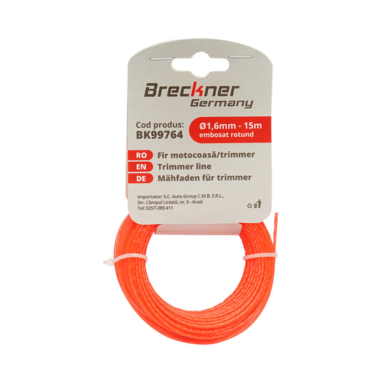 Fűkasza damil, kerek, dombornyomott 1.6mmx15m Breckner Germany