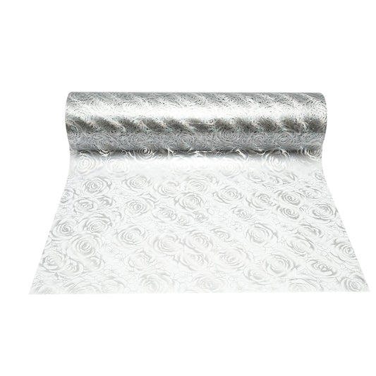 Tekercs átlátszó PVC szilikonizált asztalvédő fólia 0.8x20m, vastagság 1.2mm, rózsák Breckner Germany