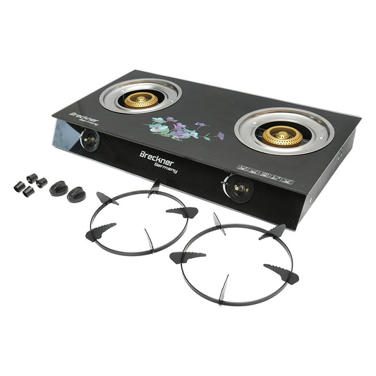 tűzhely, 2 égős öntöttvas 2.5KW 2.5KW tűzhely, biztonsági üveg 700x380x94mm Breckner Germany