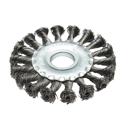 Kör alakú drótkefe 100x22.23mm 0.5mm-es sodrott acélhuzal vas, sárgaréz, festék eltávolításához, fém lerakódások eltávolításához Crownman