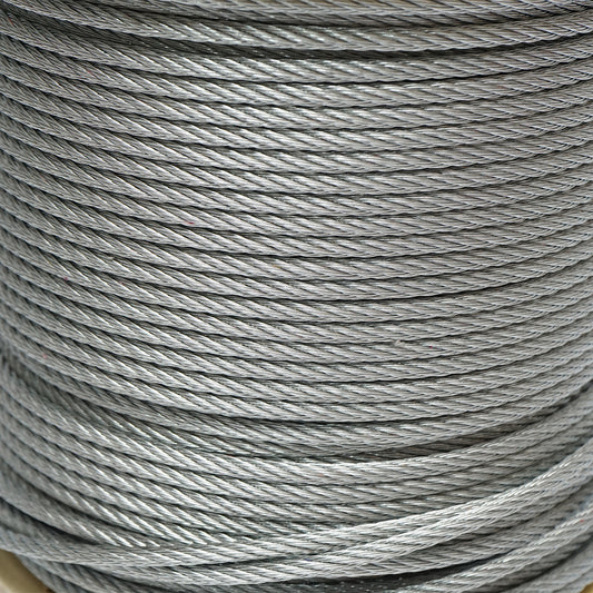 Horganyzott acélkábel 5mm, huzalok 6x7, maximális terhelés 1460Kg, súly 13.1Kg, 150m/tekercs
