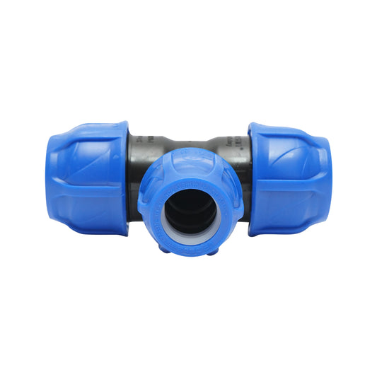 D32x25x32mm-es, PN16-os, öntözőrendszerekhez való tömörítő-csökkentő cső D32x25x32mm, PN16