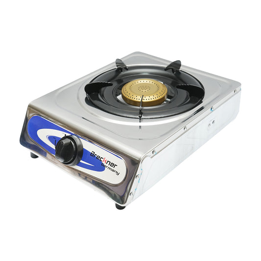 tűzhely, rozsdamentes acél tűzhely egy fém égővel 2.5KW, automata gyújtás 380x285x94mm Breckner Germany