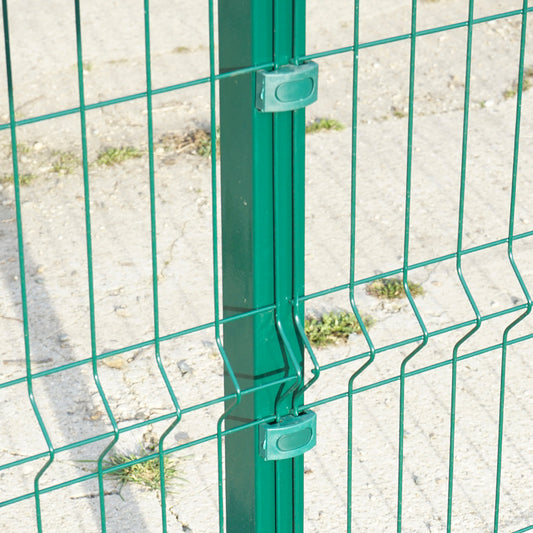 Kerítésoszlop bilincsekkel panelkerítéshez/szegélykerítéshez RAL6005 2430x50x50mm 2430x50x50mm