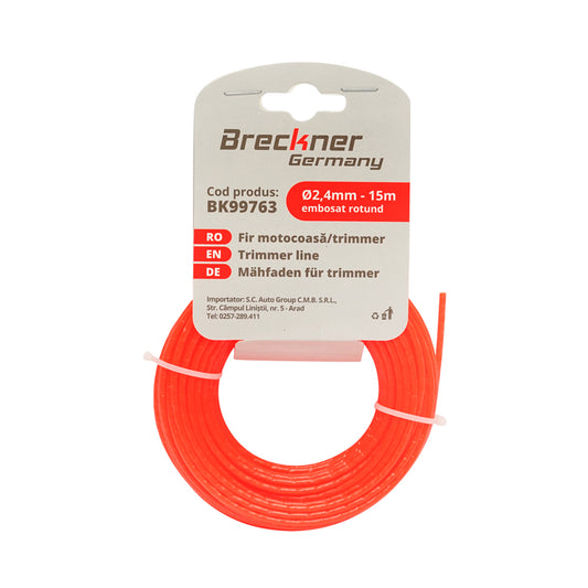 Fűkasza damil, dombornyomott, kerek 2.4mmx15m Breckner Germany