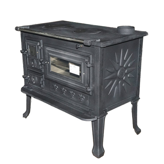 Fakályha öntöttvas főzőlappal és sütővel 830x520x800mm