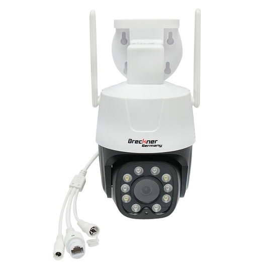WIFI beltéri/kültéri megfigyelő kamera 5MP ultra HD, PTZ, mozgásérzékelő, forgatható, 90 fok, 12V DC IP66 Breckner Germany