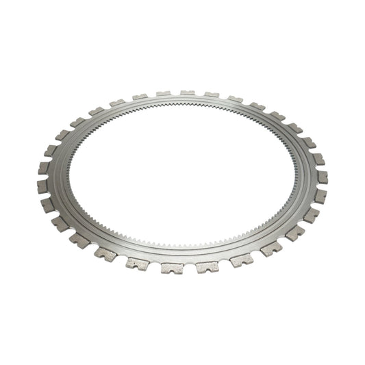 Disc inelar diamantat segmentat 410mm, 30 dinti, caneluri interioare antrenare pentru masina de taiat beton Breckner Germany