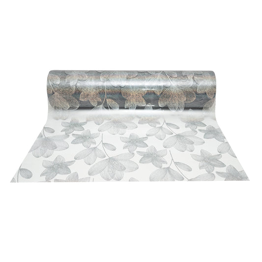 Átlátszó, szilikonozott PVC asztali védőfólia tekercs 0.8x20m, vastagság 1.2mm, virágmintás Breckner Germany