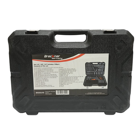 Csöves, hatszögletű, mély dugókulcsos, nyitott végű, nyitott végű csőkulcsok, bitek, torx, hex, spline 128 darab Breckner Germany
