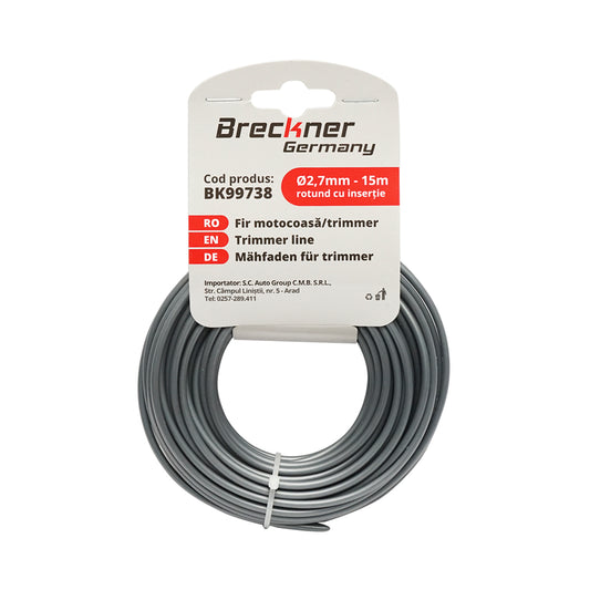 Fűkasza damil, kerek, fémmel 2.7mmx15m Breckner Germany