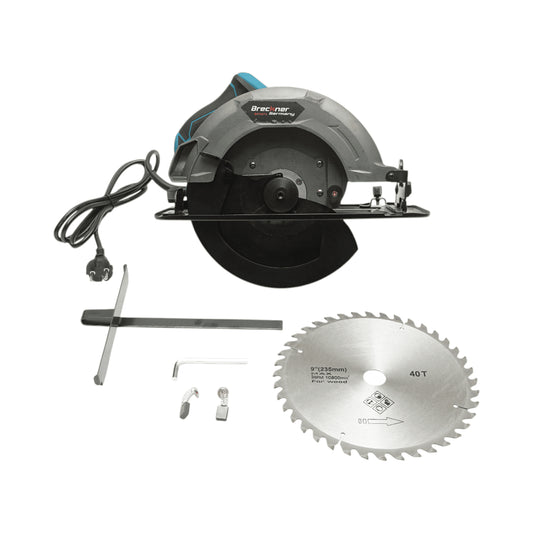 2000 W-os kézi körfűrész, 220 V, 235 mm-es fűrészlap, 0–45°-os vágási szög, 4100 fordulat/perc sebesség Breckner Germany