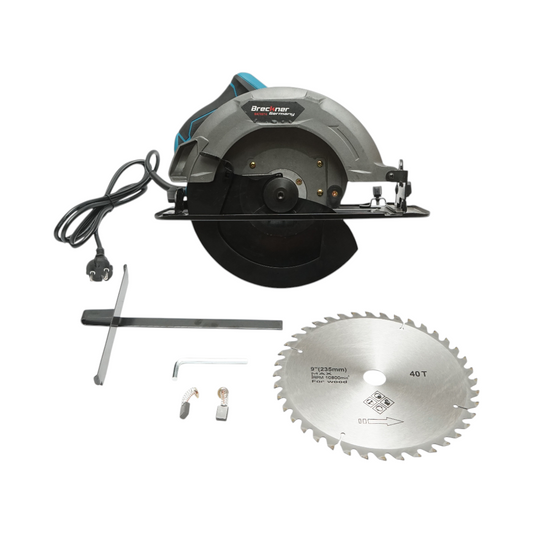 2000 W-os kézi körfűrész, 220 V, 235 mm-es fűrészlap, 0–45°-os vágási szög, 4100 fordulat/perc sebesség Breckner Germany