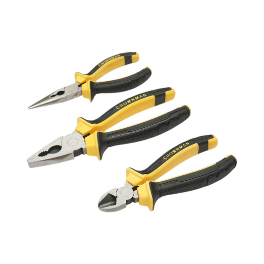 3 darabos szabadalmi kombinált fogókészlet 200mm, 165mm, 165mm, 165mm professzionális Crownman éles 165mm