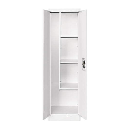 Fémszekrény, takarítószer tároló, 1700x500x400mm, 2 rögzített ajtóval, tisztítószerek számára, szürke Breckner Germany