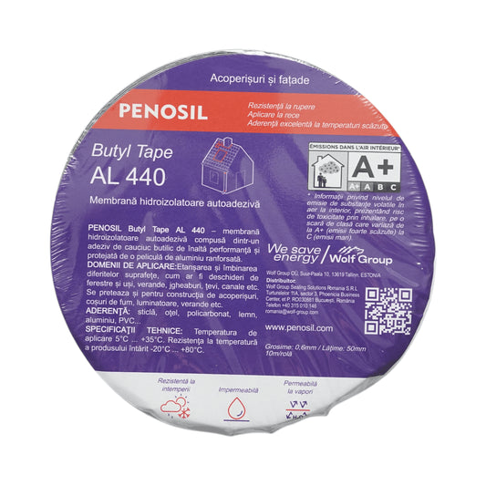 Butilszalag AL 440 Butilszalag alumínium fóliával 0.6x50mmx10m Butilszalag AL 440 Penosil