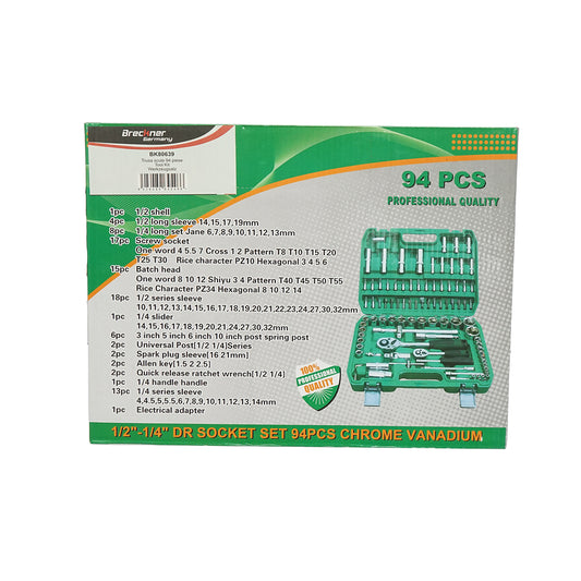 Combinációs kulcskészlet, csővázas, fix, torx, racsnis meghajtású 94 darab Breckner Germany