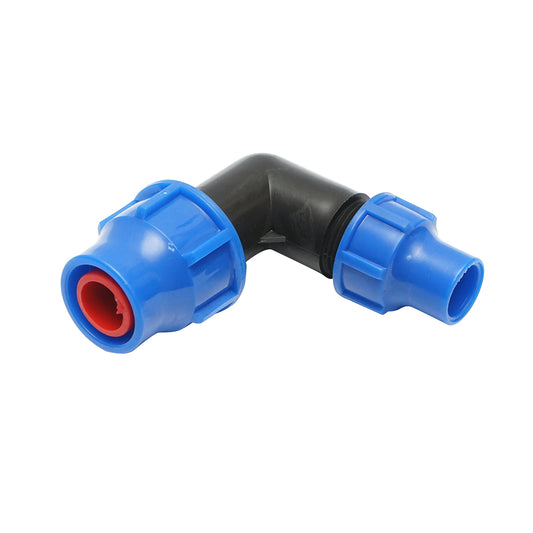D25x16mm-es alacsony tömörítésű könyökdarab öntözőrendszerekhez